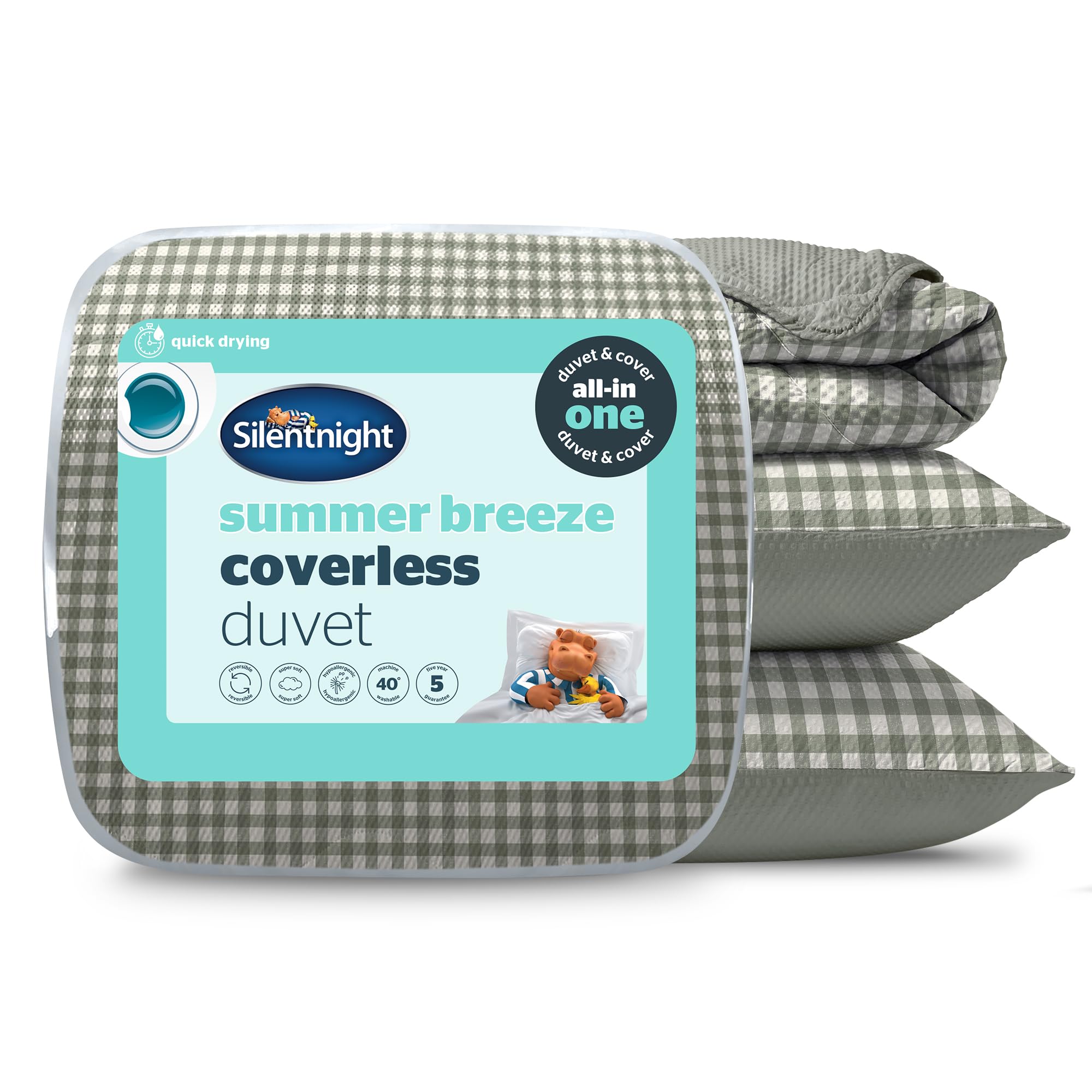 Silentnight   Summer Breeze 4.5 Tog Coverless (Sage Gingham) in Size Superking, BrandAlley