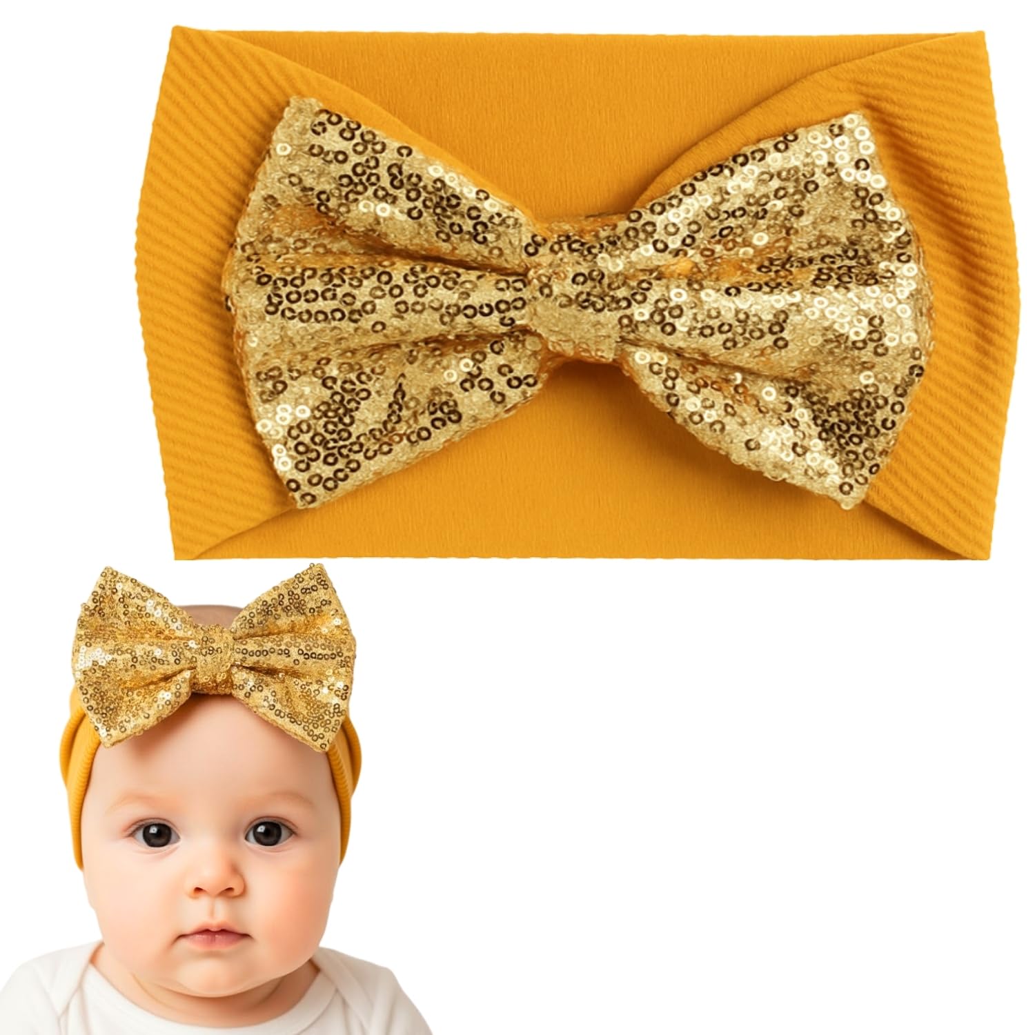 NAISHAM 1 Pcs Baby Headbands Soft Cotton Stretchy Hairbands with Sequin Bows for Newborns Toddlers Comfortable Cute Hair A... - Review, Price and Buying Guide