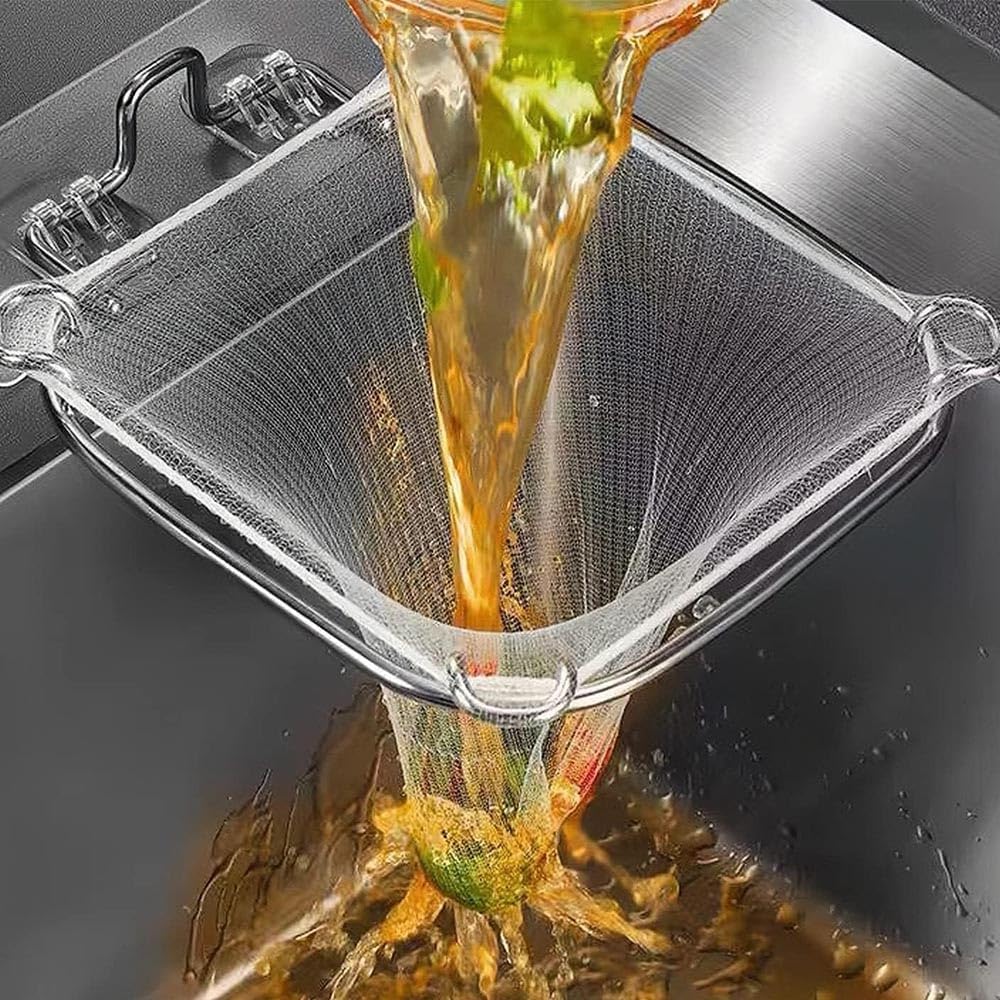 X spring Kitchen Sink Strainer Mesh Bag, 100 PCS Disposable Sink Filter Mesh Bag with Stainless Steel Holder, Kitchen Sink Strainer for Kitchen Waste Leftover and Leftovers Residue (Silver)