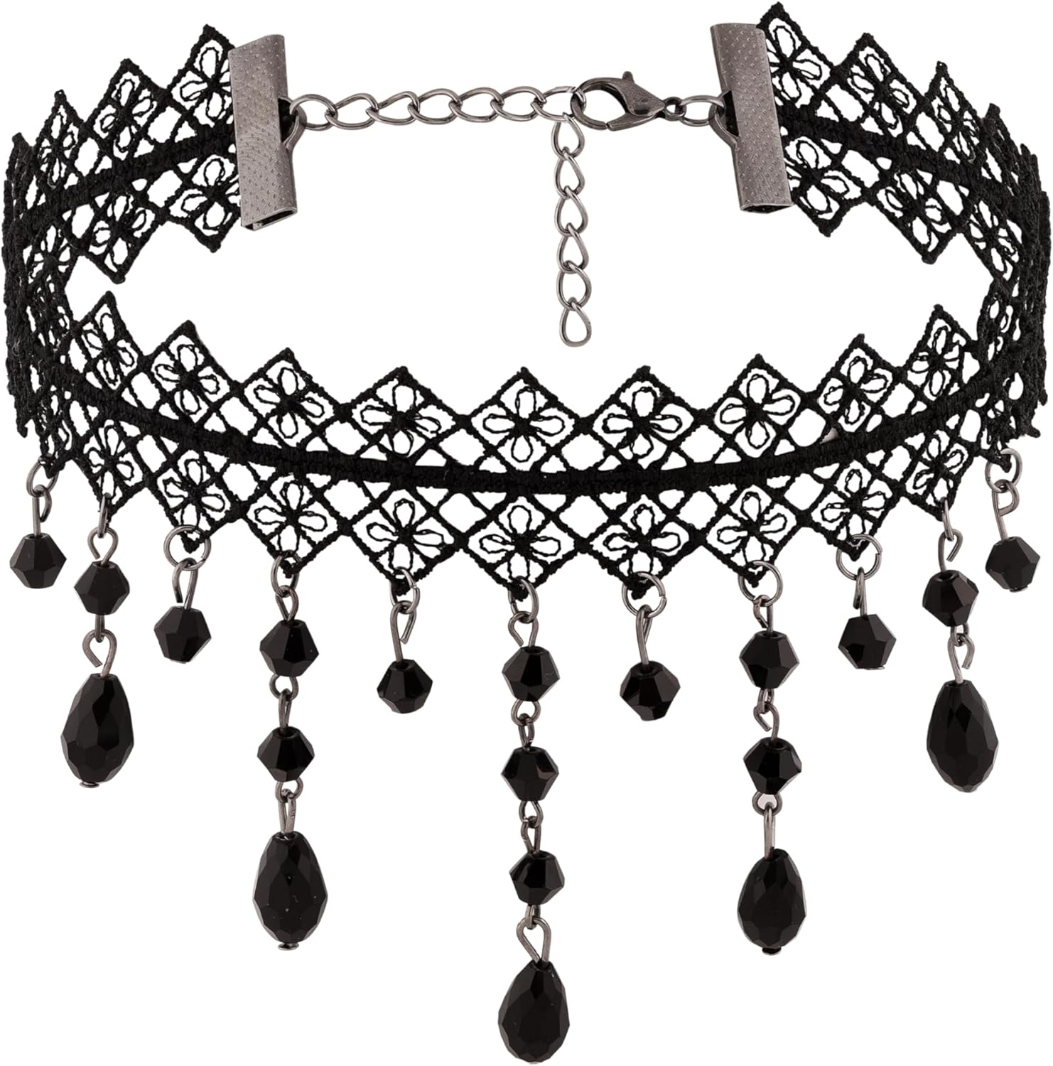 Sacina Gothic Vintage Black Floral Teardrop Lace Choker, Gothic Necklace, Goth Jewelry, Halloween Christmas Jewelry Gift for Women