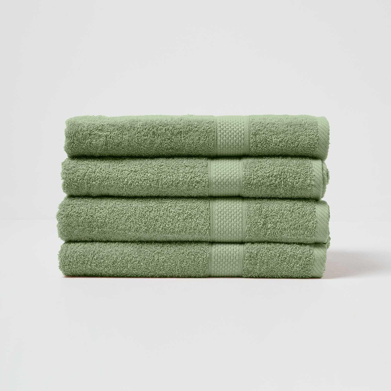 HOMESCAPES Sage Green Turkish Cotton Set of 4 Bath Towels Super Soft Thick & Absorbent 500 GSM Towel Heavy Weight for everyday Luxury