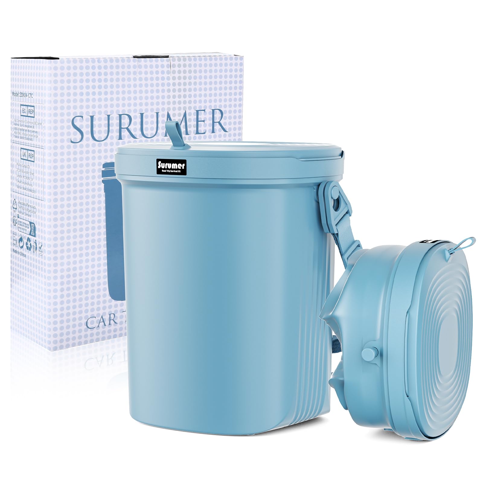 Surume 2 Gallons Silicon Car Trash Can with Lid - 100% Leak-Proof Car Trash Bin, Waterproof Car Garbage Can, Car Gifts for Men and Women
