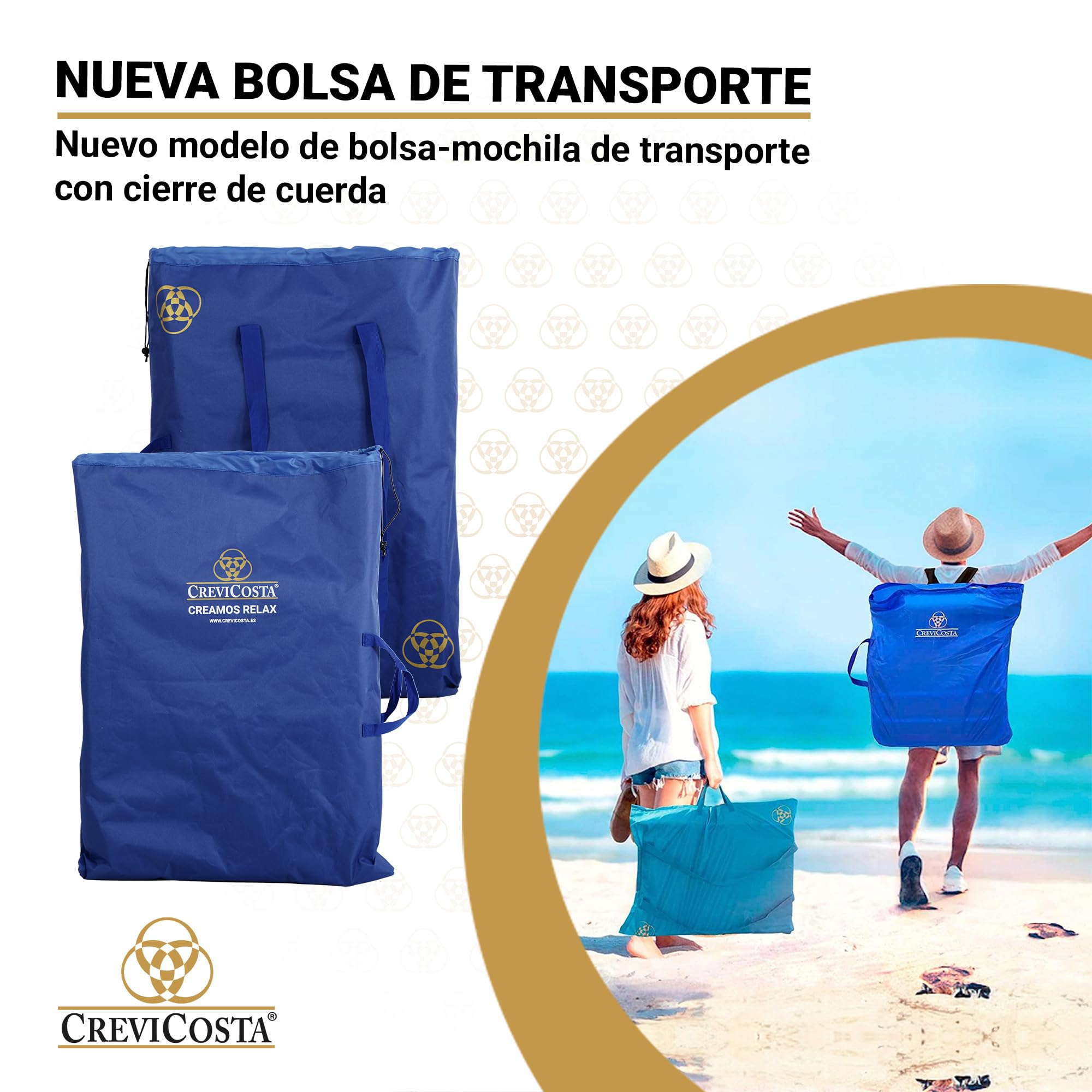 CREVICOSTA QUALITY MARK MARCAS DE CALIDAD Palmera 2081-3. Chaise de Plage Pliable avec accoudoirs et 8 Positions. Portable par sa Pratique Sac-Sac à Dos (Flowers)