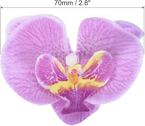 Miniatura 2 de PATIKIL Cabezales de orquídeas artificiales de 2.8 pulgadas, paquete de 20 cabezas de orquídea mariposa falsa de seda para decoración de ramo floral