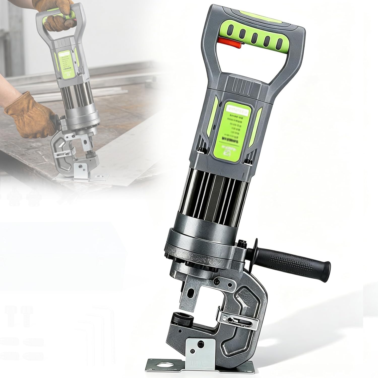 Wsexyy Electric Hydraulic Hole Puncher, 1800w Metal Hole Puncher, 6.5mm-20.5mm Punching Diameter, With 5 Dies, For Steel, Iron, Aluminum