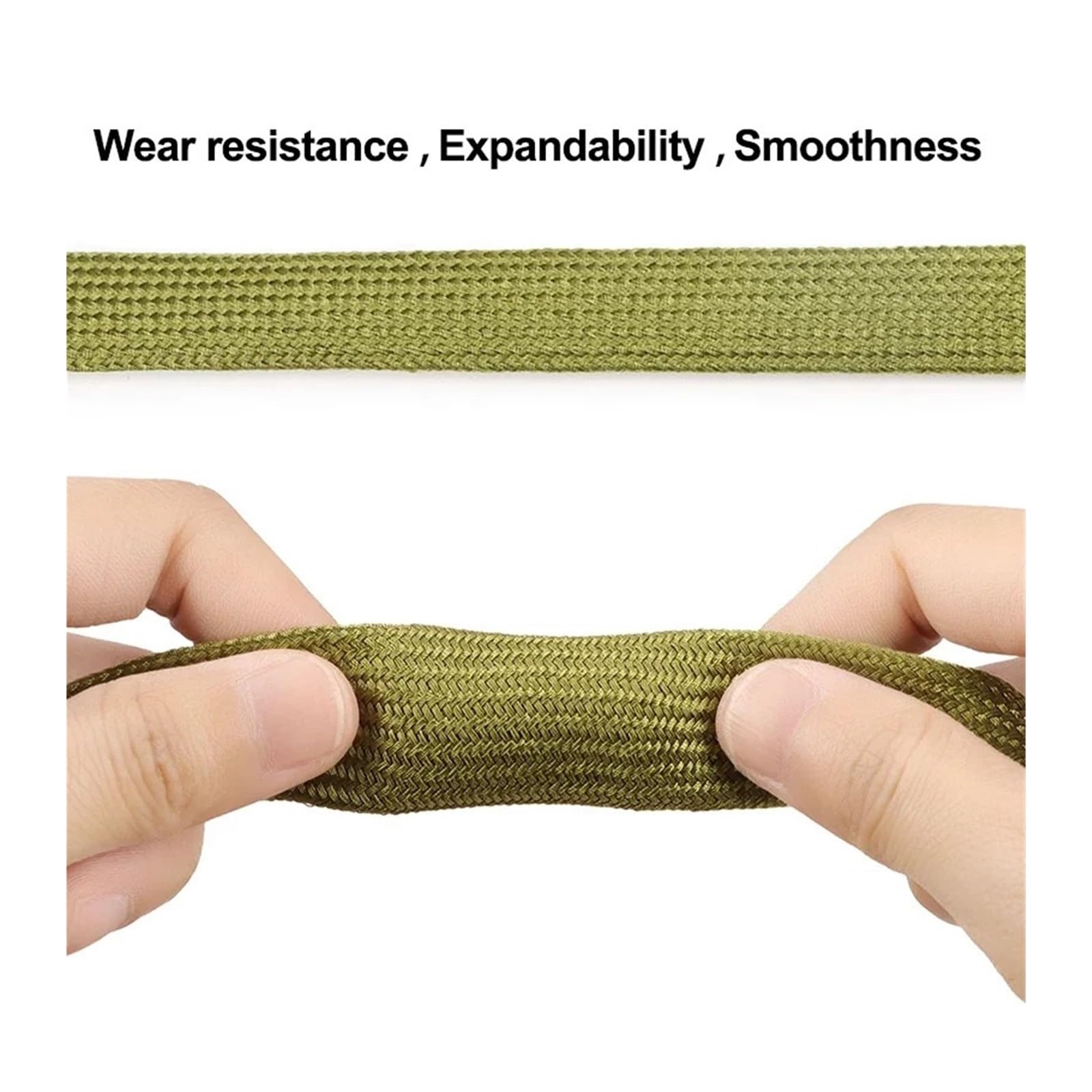 Guaina protettiva per cablaggio Guaina for cavi in ​​nylon verde militare, isolata, espandibile, in poliammide ad alta densità, intrecciata, con isolamento a tenuta stagna, protezione for cavi(60MM_10