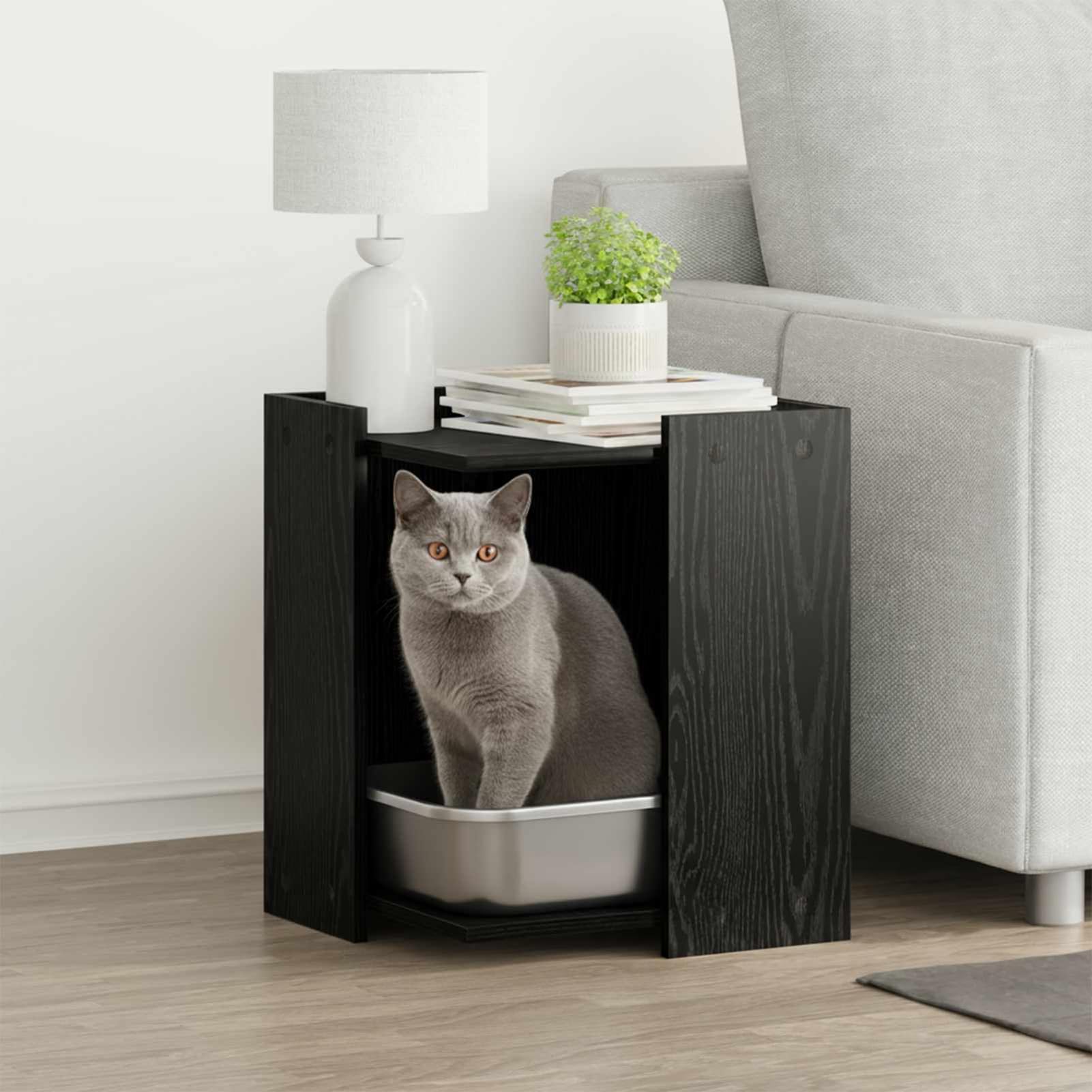 Gecheer Katzenstreu Box Umzäunung, Moderne schlanke rechteckige Form, Glatte Oberfläche, minimalistisches Design, für den Innenbereich und Katzenbesitzer
