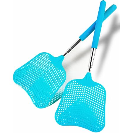 2-Pack Telescopic Fly Swatter - Durable Heavy-Duty Handle, Stainless Steel Shaft, Assorted Colors