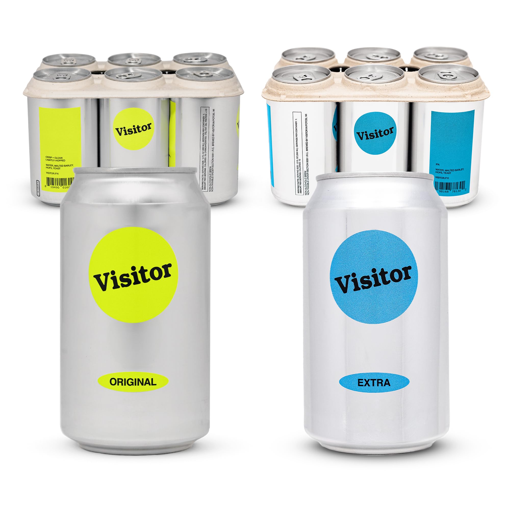 Original Lager & Extra IPA Variety 12-Pack | Non-Alcoholic Beer | 12x12 Oz Cans | Gluten Reduced | Low-Calorie | Non-GMO Malted Barley, Hops & Yeast | 72-79 Calories