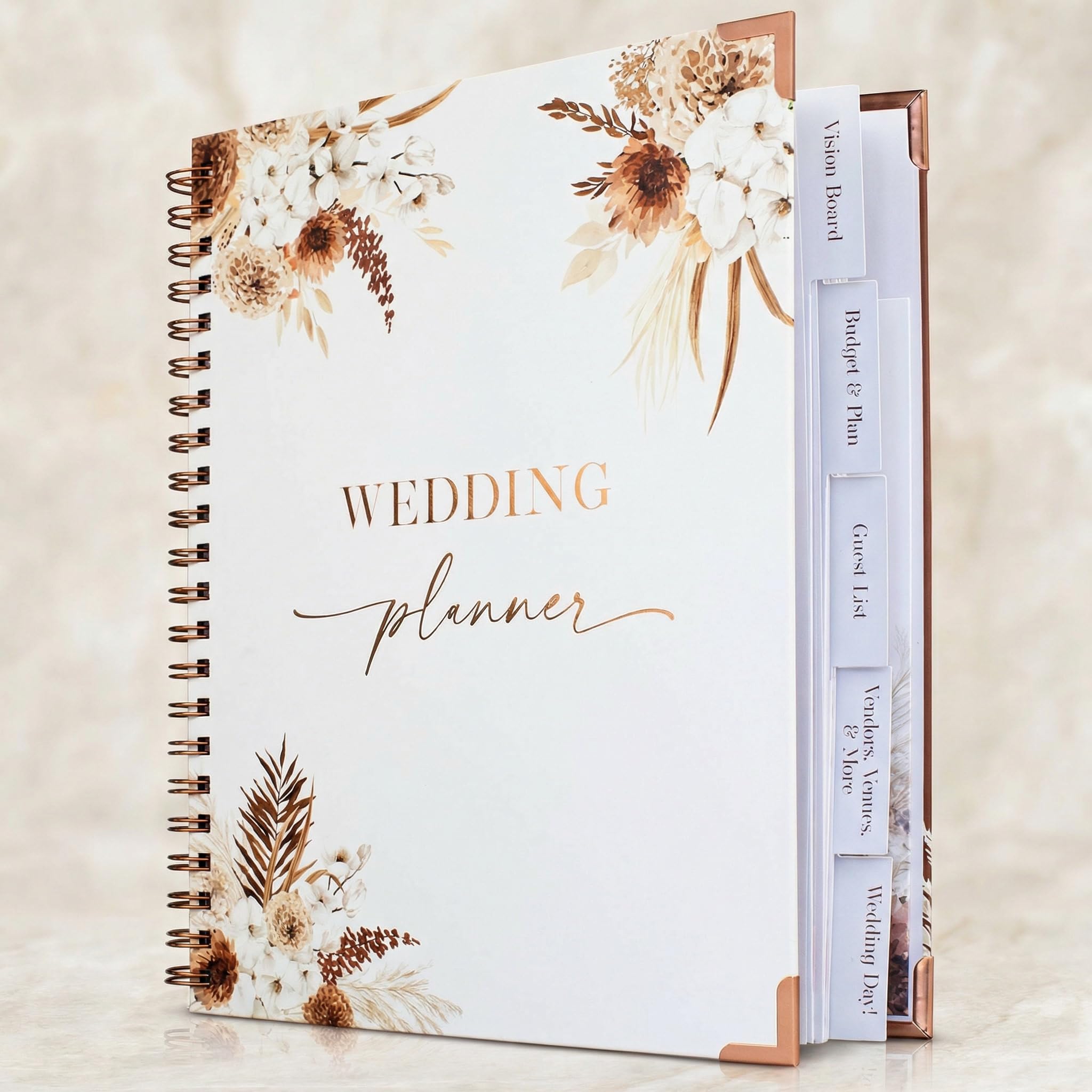 Beautiful Boho Wedding Planner Book and Organizer - Enhance Excitement and Makes Your Countdown Planning Easy - Unique Engagement Gift for Newly Engaged Couples, Future Brides and Grooms,9 X 11 inches