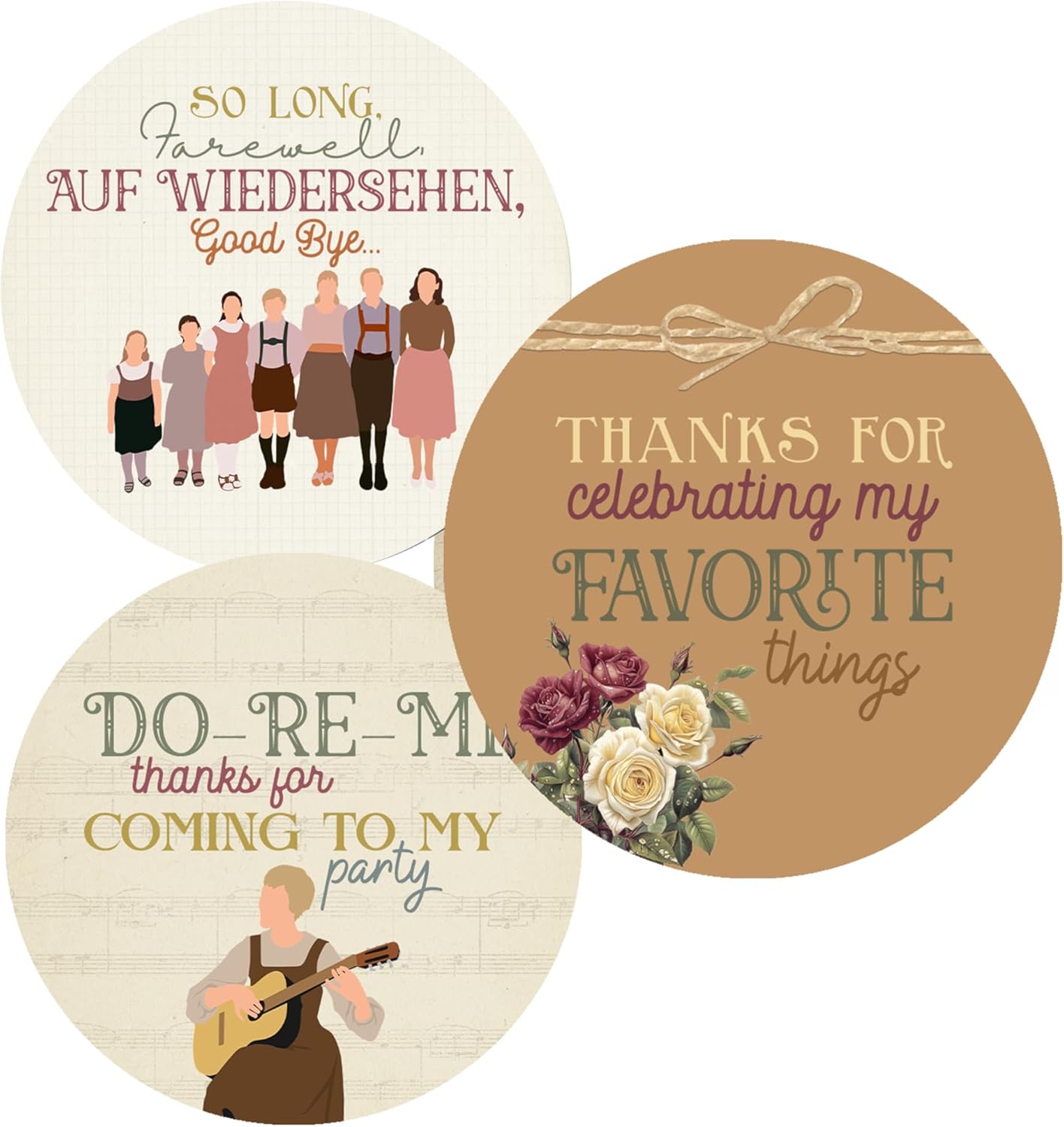 Sound of Music Themed Party Favor Stickers - Favorite Things, Do Re Mi Parties Supply Idea (24 Included) Self Adhesive Peel Stick