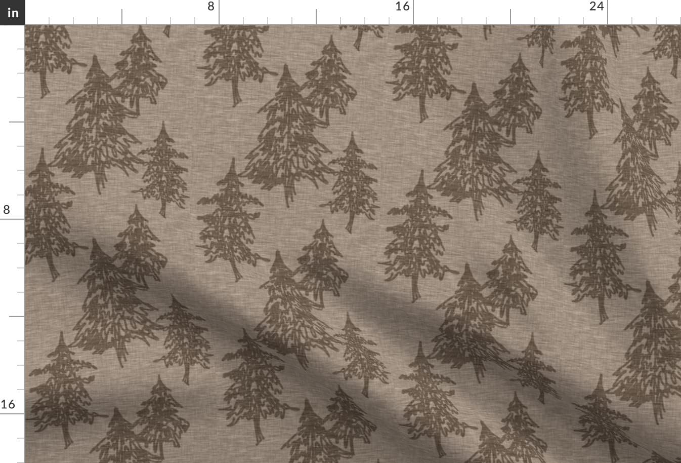 Spoonflower Fabric - Trees Forest Pine Brown Woodland Printed on Minky Fabric by The Yard - Sewing Baby Blankets Quilt Backing Plush