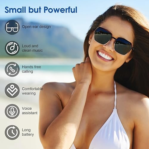 Miniatura 4 de Lentes inteligentes, lentes de sol Bluetooth fotocromáticos y bloqueo de luz azul, lentes inalámbricos para llamadas, asistente de voz con música,