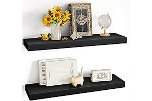 Fixwall Floating Shelves for Wall, 24 Inches, Black, Set of 2