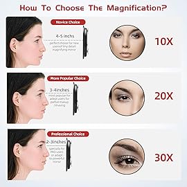 20X Magnifying Mirror & Tweezers Kit, 6 Inch Round Compact Travel Mirror with 3 Suction Cups