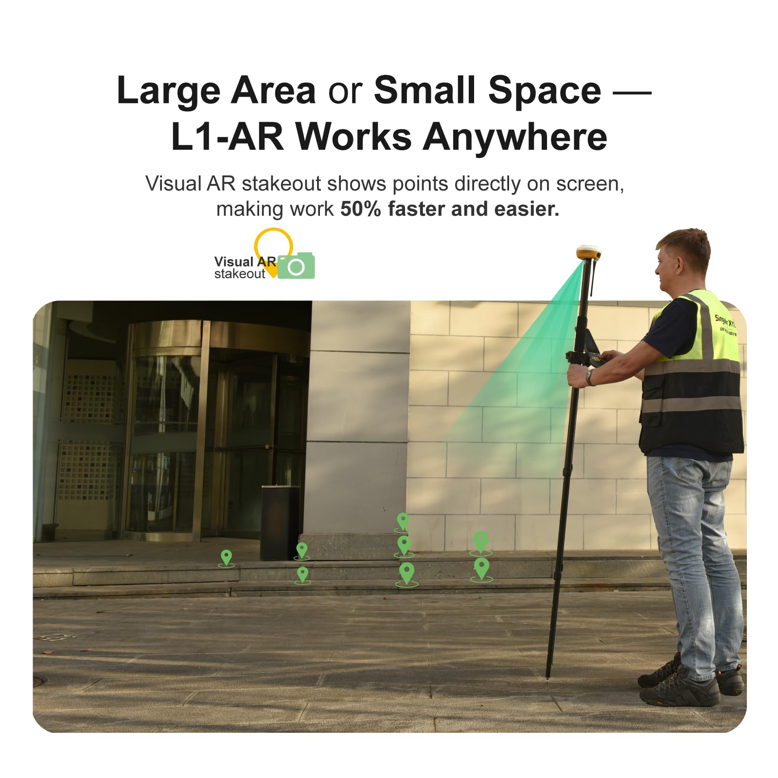 L1-AR GNSS RTK Rover - AR+ GNSS, colector de mano con software y reinicio AR, precisión de 2 cm, UHF de 15 km, encuesta de inclinación de 120° | Fábrica autodesarrollada y soporte profesional