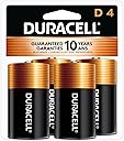 Duracell Coppertop D Batteries, 4 Count (Pack of 1), D Battery with Long-lasting Power, All-Purpose Alkaline D Battery for Household and Office Devices