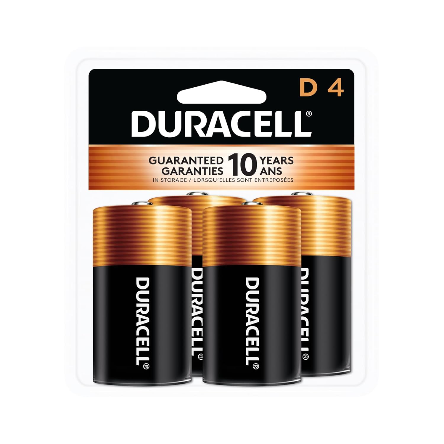 Duracell Coppertop D Batteries 4 Count Pack of 1 D Battery with Long-lasting Power All-Purpose Alkaline D Battery