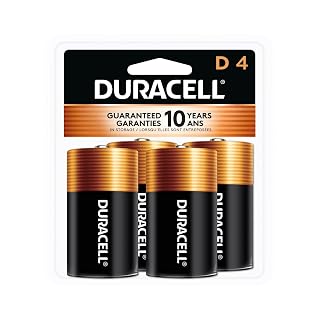 Duracell Coppertop D Batteries, 4 Count (Pack of 1), D Battery with Long-lasting Power, All-Purpose Alkaline D Battery for Household and Office Devices - Amazon product rated Grade A