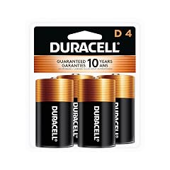 Duracell Coppertop D Batteries 4 Count Pack of 1 D Battery with Long-lasting Power All-Purpose Alkaline D Battery