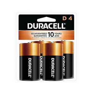 Duracell Coppertop D Batteries 4 Count Pack of 1 D Battery with Long-lasting Power All-Purpose Alkaline D Battery