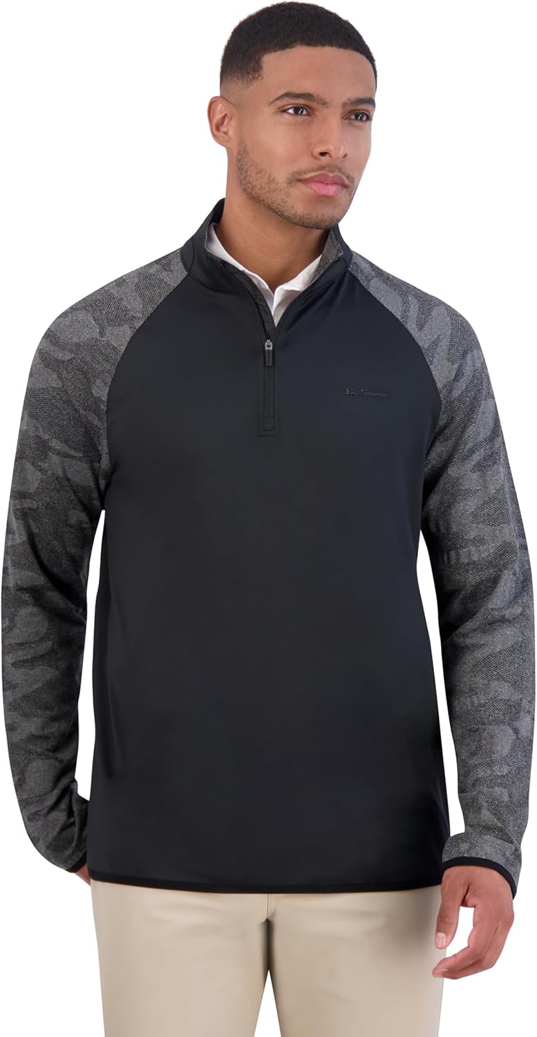 Ben Sherman Men's Quarter Zip Pullover Sweater – Lightweight, Casual, Work, Golf & Everyday Wear