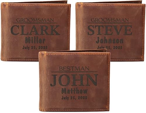 Personalized Groomsmen Gifts, Custom Wallets for Men, Groomsman Gifts for Wedding, Men's Leather Wallets with Custom Name, Best Man Gifts for