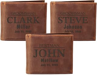 Personalized Groomsmen Gifts, Custom Wallets for Men, Groomsman Gifts for Wedding, Men's Leather Wallets with Custom Name, Best Man Gifts for Wedding, Customizable Groomsmen Gifts Wallet Set