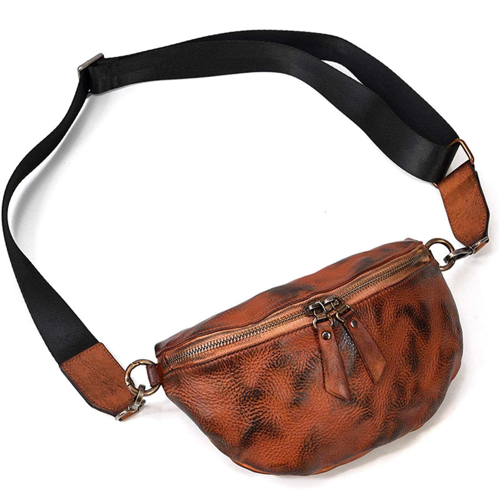 Bolsa de Cintura Riñonera Deportiva para Hombre, Festival bolso de la cintura del paquete de Fanny pechera del vago bolsa de las mujeres del cuero genuino del hombro de Crossbody del teléfono monedero
