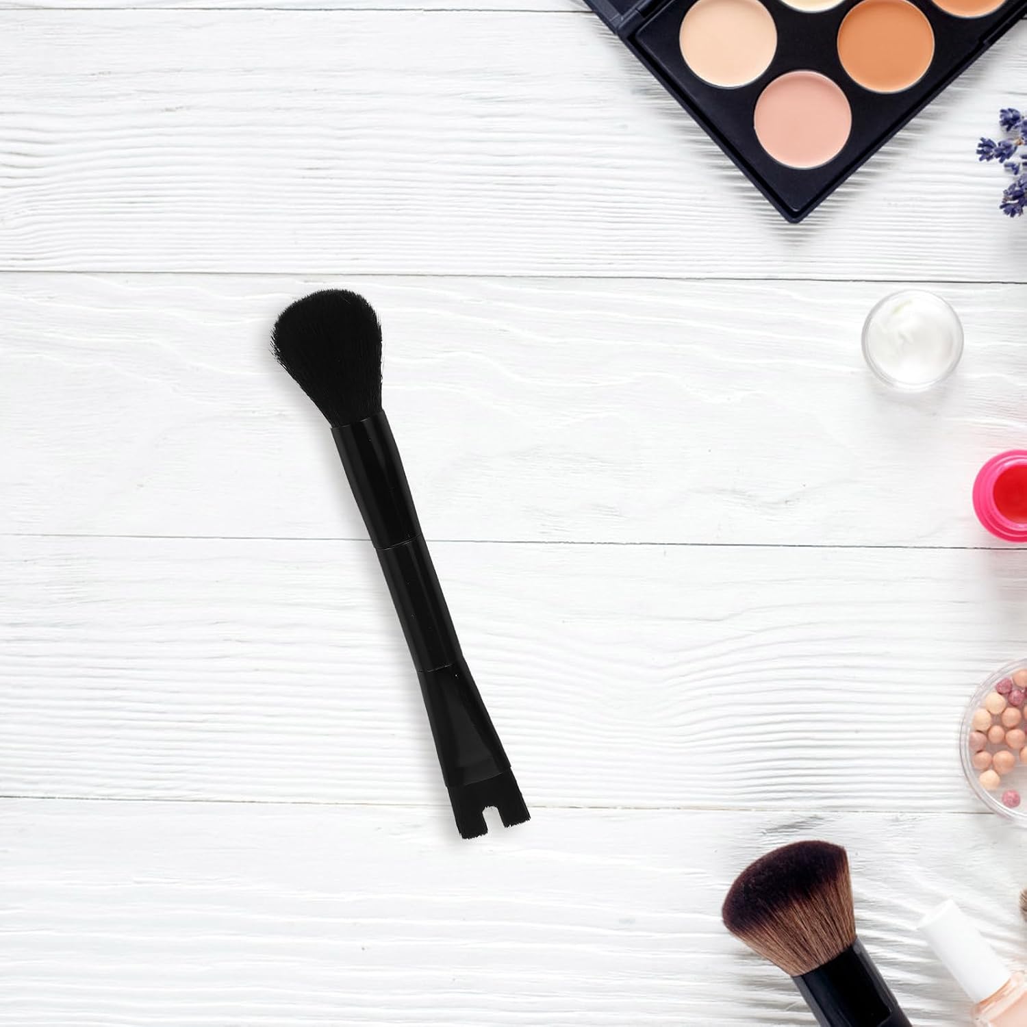 Double-headed Nose Contour Makeup Brush U-shaped Highlighter and Foundation Blending Brush for Women Black Multifunctional Face Sculpting