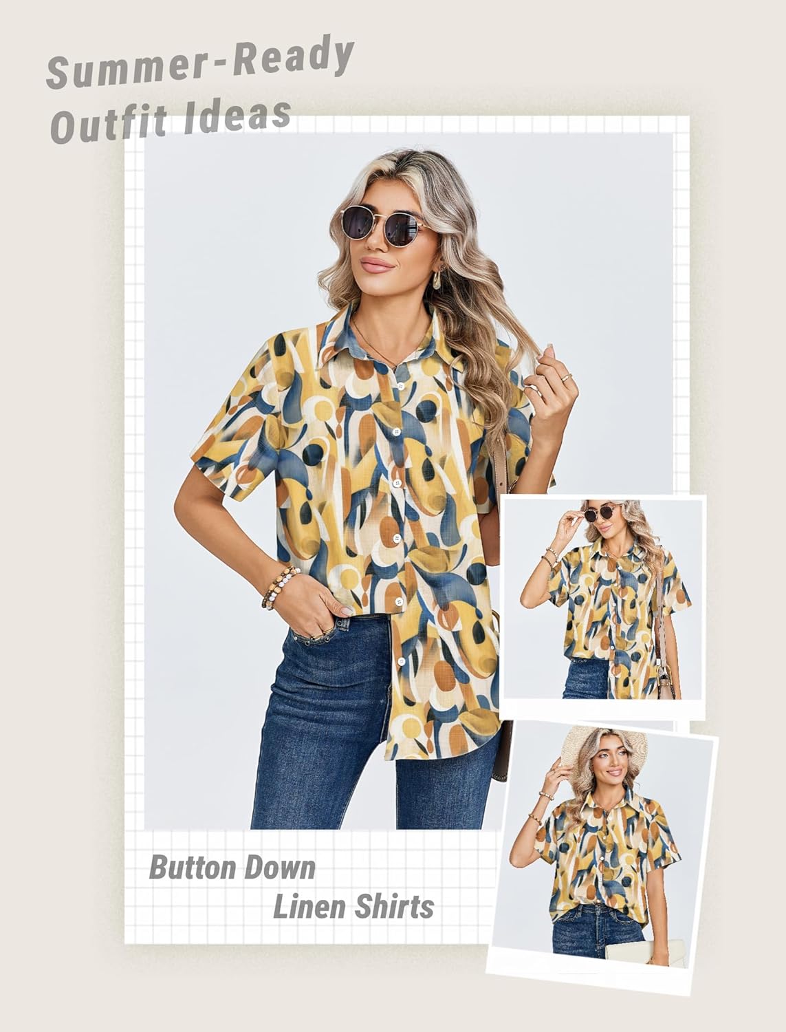 Zeagoo Women Linen Button Down Shirts Short Sleeve Blouse Business Casual Tops Dressy Summer Outfits - Image 3