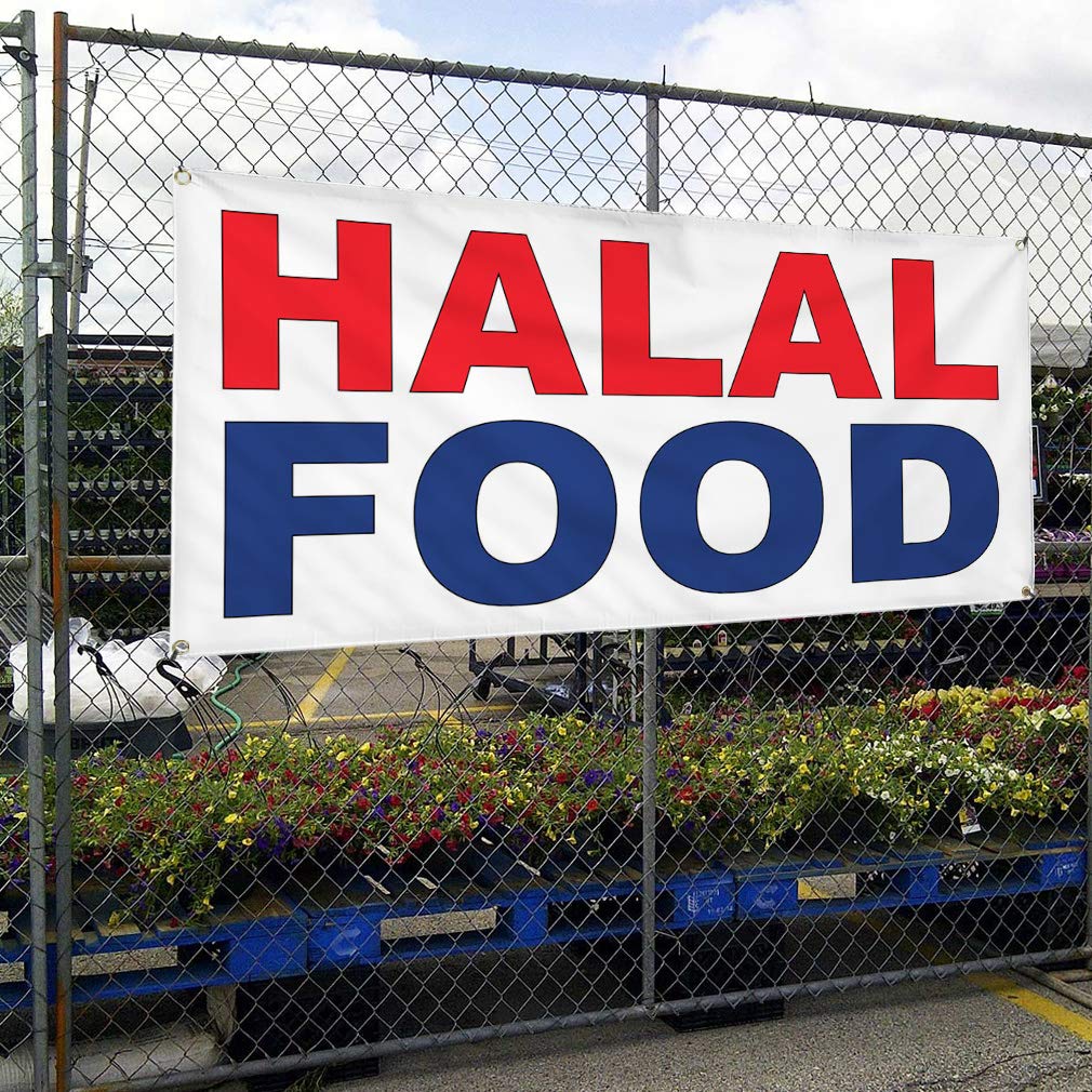 Amazon.com: Vinyl Banner Multiple Sizes Halal Food Red Blue Bar Restaurant  Truck Restaurant & Food Outdoor Weatherproof Industrial Yard Signs 8  Grommets 48x96Inches : Office Products