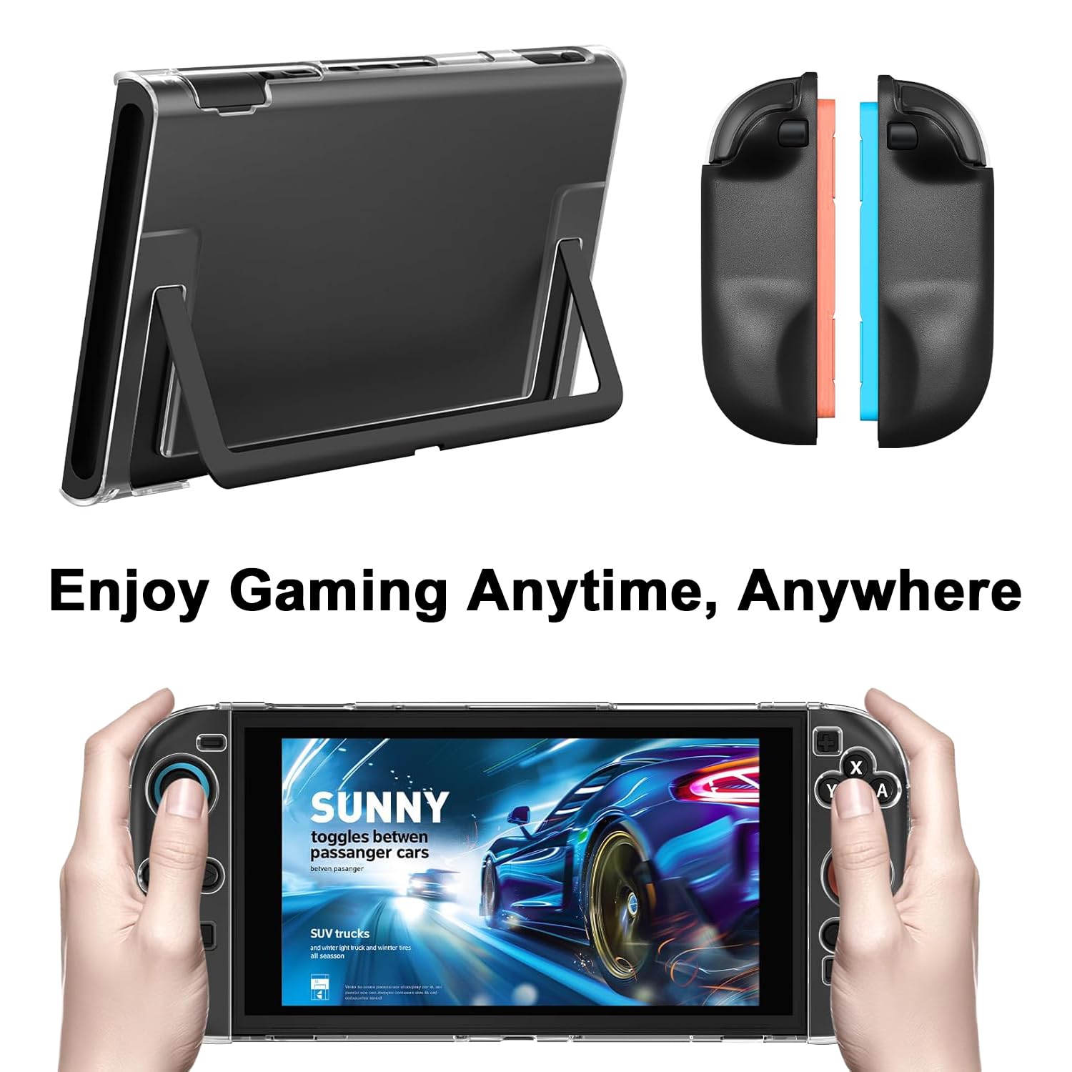 Tyasoleil protectrice Compatible avec Nintendo Switch, Couverture de boîtier Mince TPU Doux pour Console joycon Nintendo Switch avec Bouchons de Bouton de Direction colorés