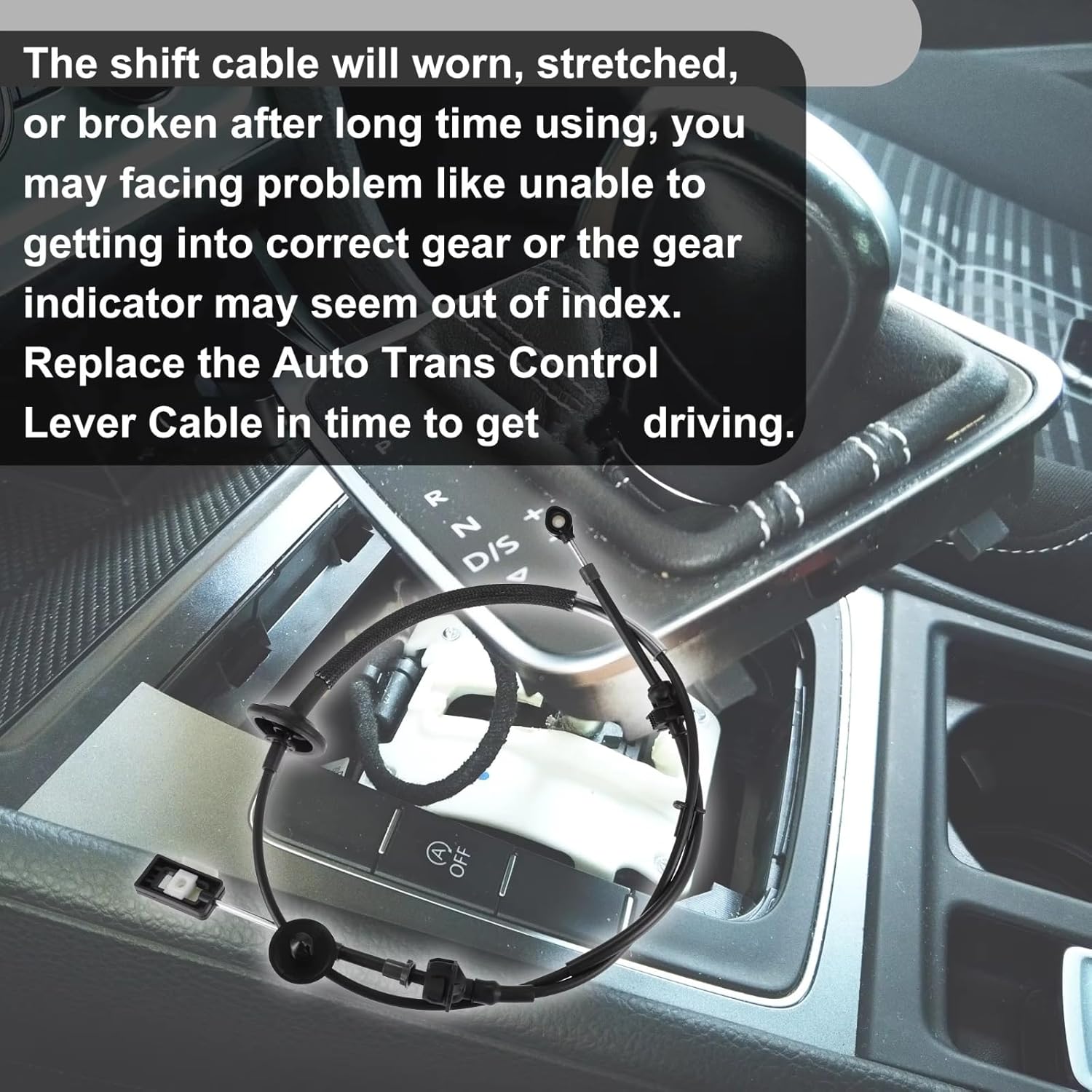 Trans Gear Shift Cable Compatible With F-250 F-350 F-450 F-550 For Super Duty 1999 2000 2001 2002 2003 2004 Automatic Transmission Shift Cable Metal Black