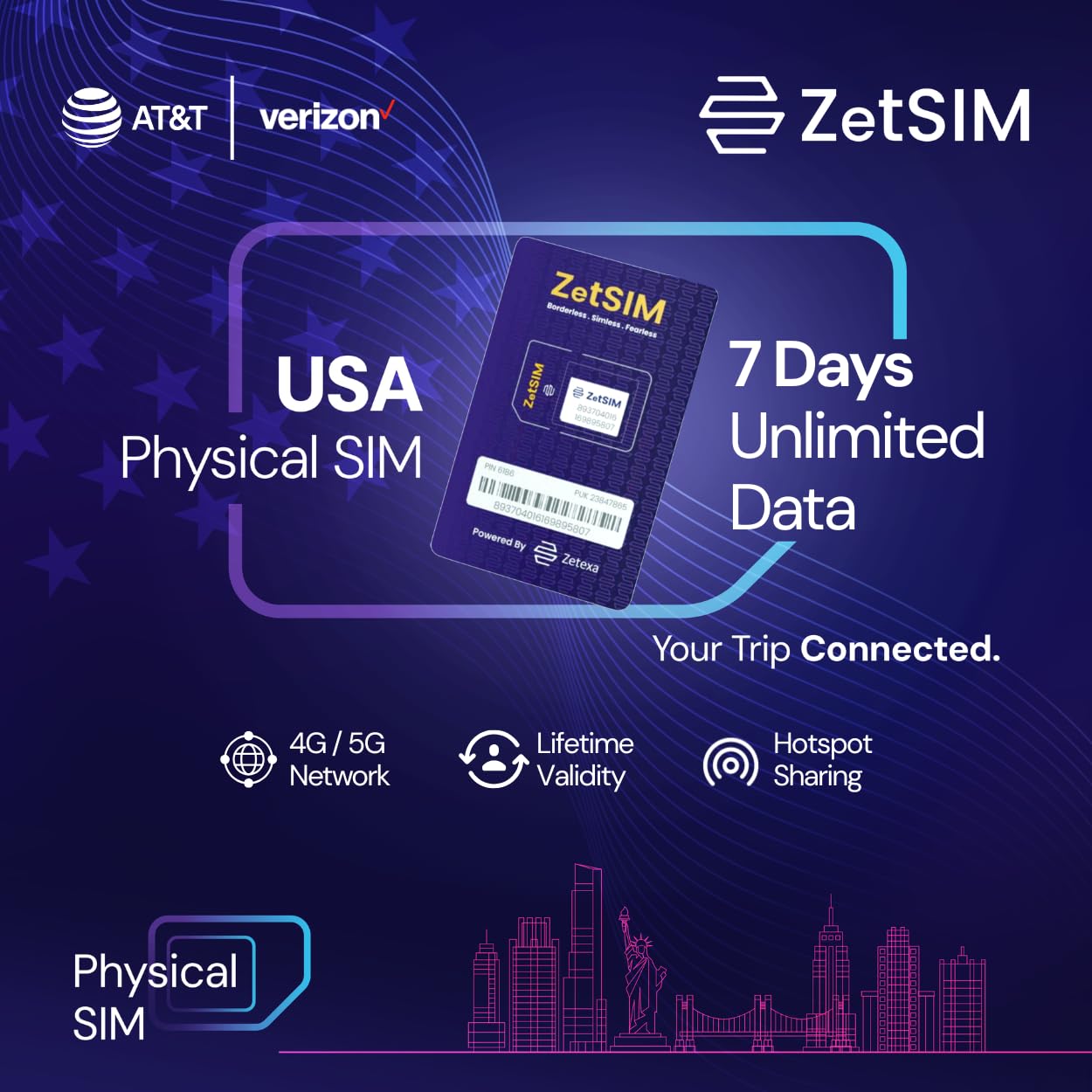 USA Local SIM Card | 7 Days Unimited Data | 4G/5G High-Speed Data | One SIM for Lifetime | Easy Top-Up via App | Hotspot Sharing Supported | No Contract Required-image-33