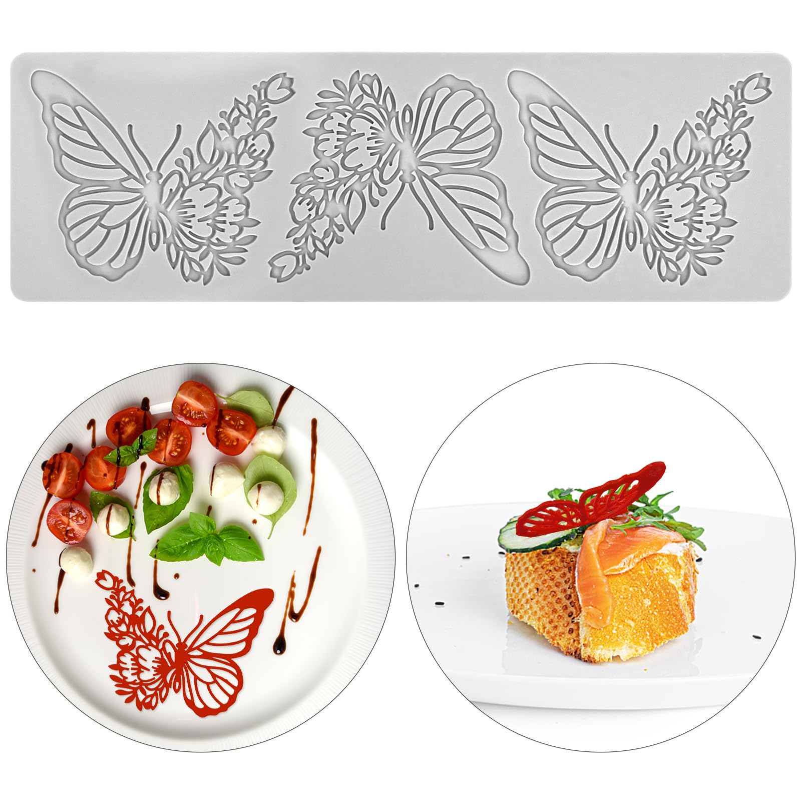 QLINLEAF Hollow Flowering Butterfly Mould, Chocolate Candy 3D Hollow Silicone Mold