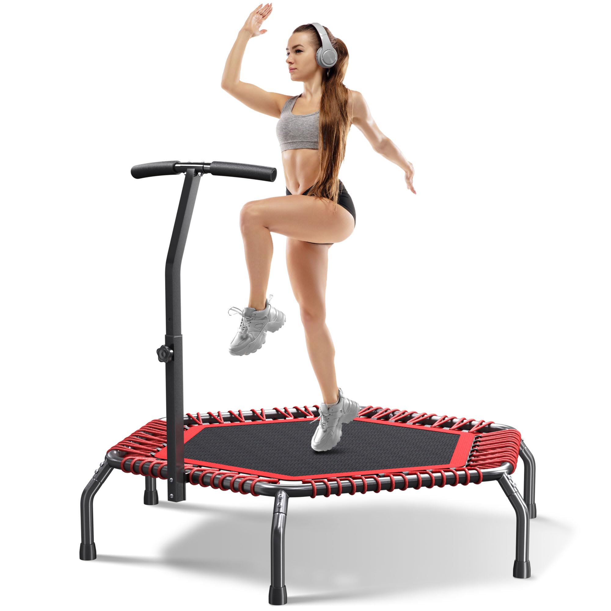 Trampoline rebondissant pour Adultes avec Cordons élastiques, pour entraînement d'intérieur/extérieur, Charge maximale de 101,6 cm/122,9 cm