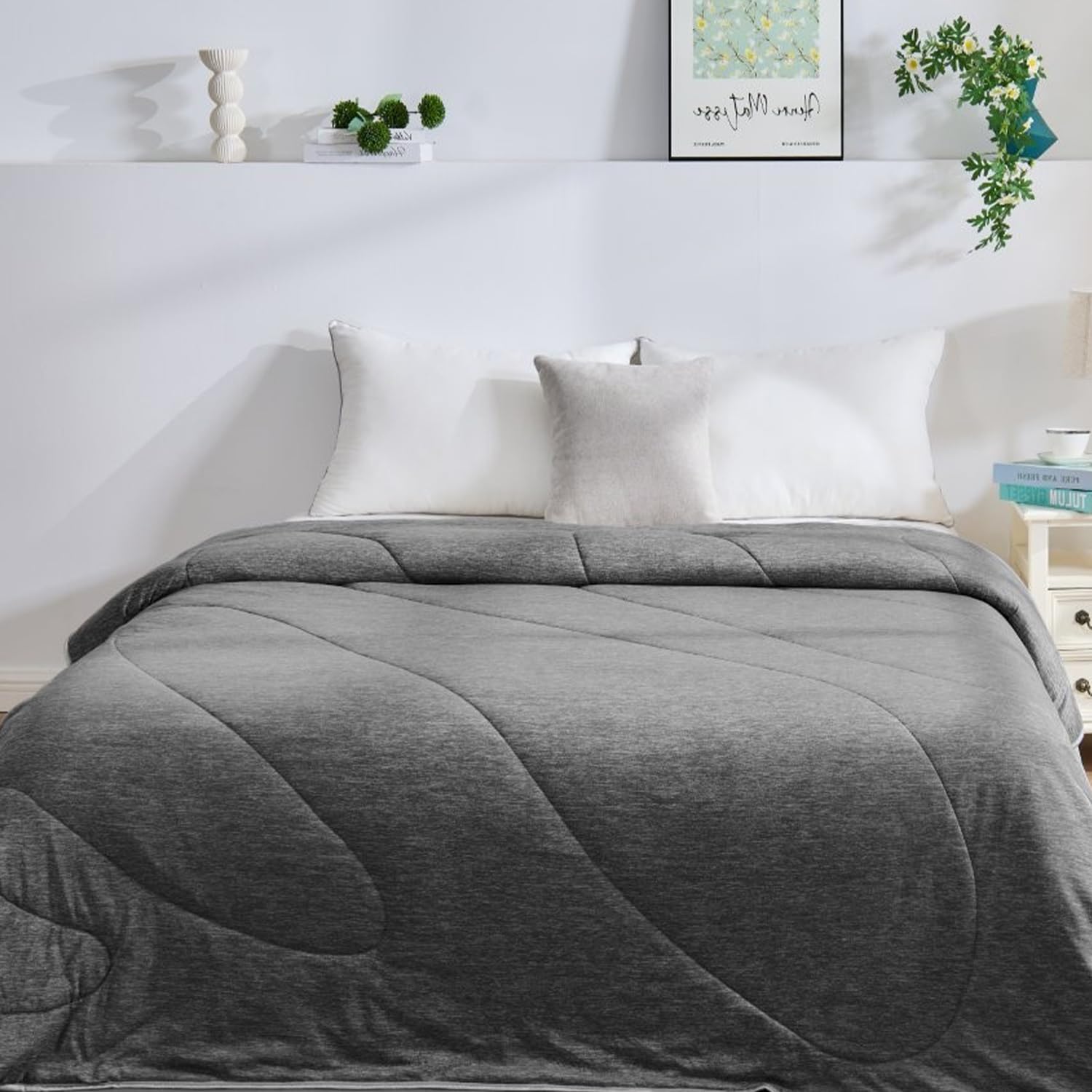 Lions Cooling Duvet - Lightweight Breathable Cool Quilt Bedding King Size 200x220cm - Anti Allergy Hypoallergenic Ultra Soft Summer Lighweight Comforter, Perfect for Hot Nights, Charcoal