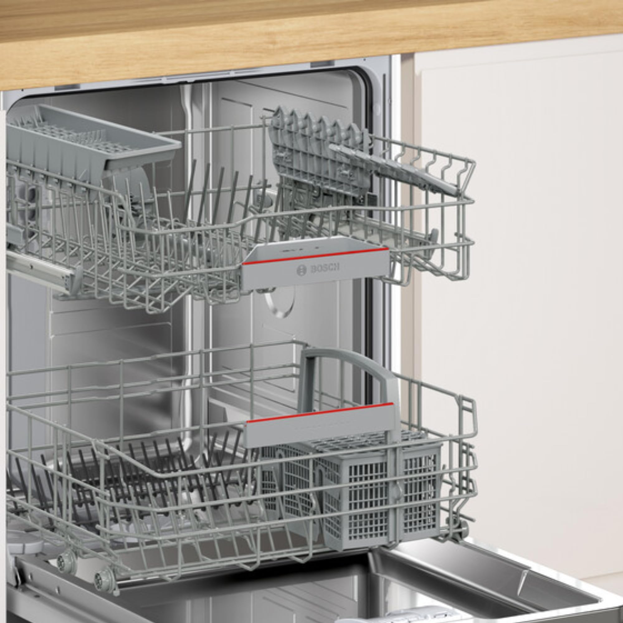 Bosch - Lavavajillas integrable, 60 cm. de ancho, Serie 4, Home Connect, Cestas Flex, Extra Secado, Blanco, SMV4HAX19E