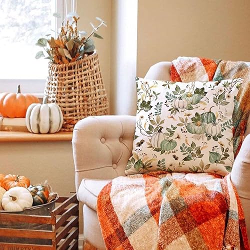 Miniatura 3 de DFXSZ Fundas de almohada de otoño de 16 x 16 pulgadas, juego de 2 fundas de almohada decorativas de calabaza y hojas de arce para decoración de