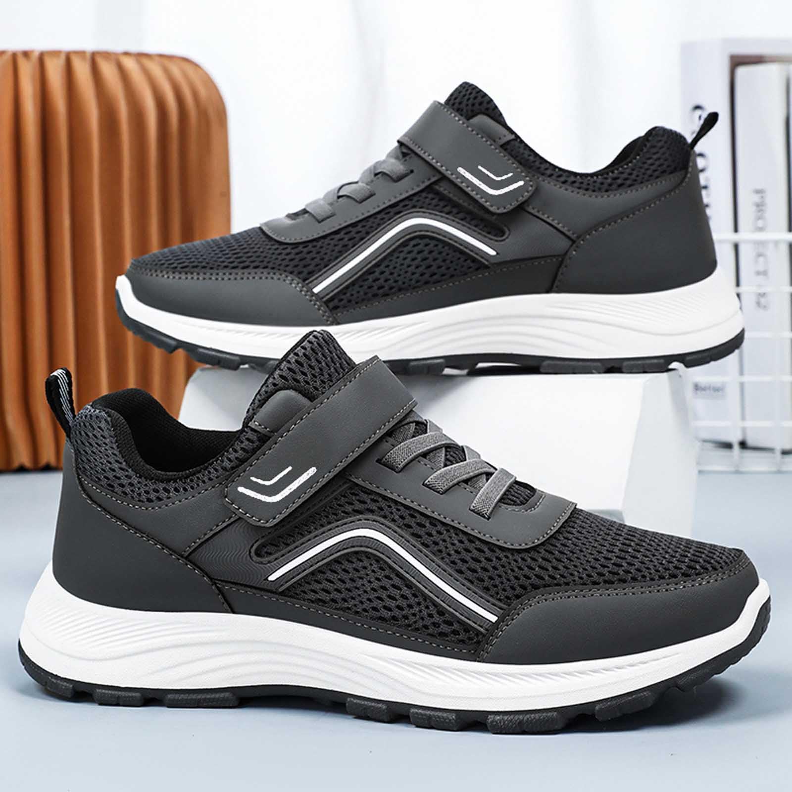 Generisch Herren Sneakers Atmungsaktive Herren-Sneaker mit Klettverschluss für gemütliches Gehen Laufen bequem rutschfest strapazierfähig ideal für den Alltag