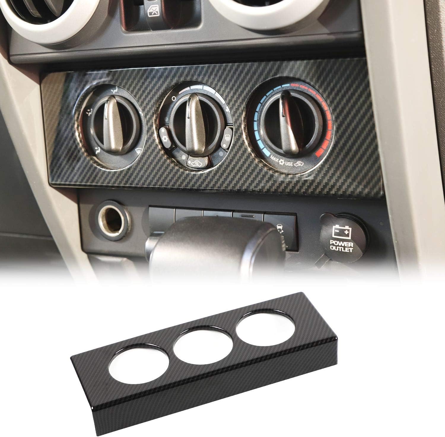 Car Air Conditioning Switch Button Panel Trim Cover Frame for 2007-2010 Jeep Wrangler JK JKU (Carbon Fiber Grain)