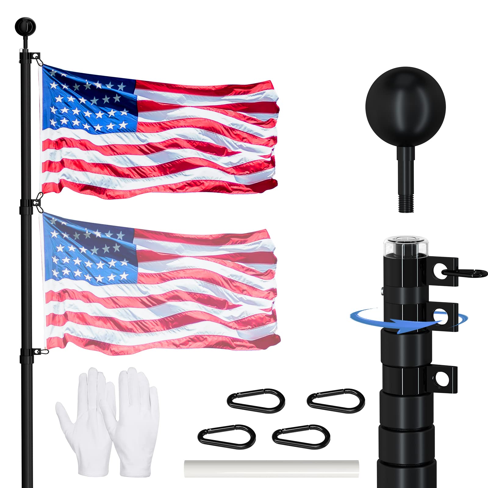 Amazon.com : IIOPE Flag Pole for Outside In Ground - 25FT Telescoping Black  Flagpole Kit with 3x5 American Flag, Heavy Duty Flag Pole for Yard  Commercial, Residential : Patio, Lawn & Garden
