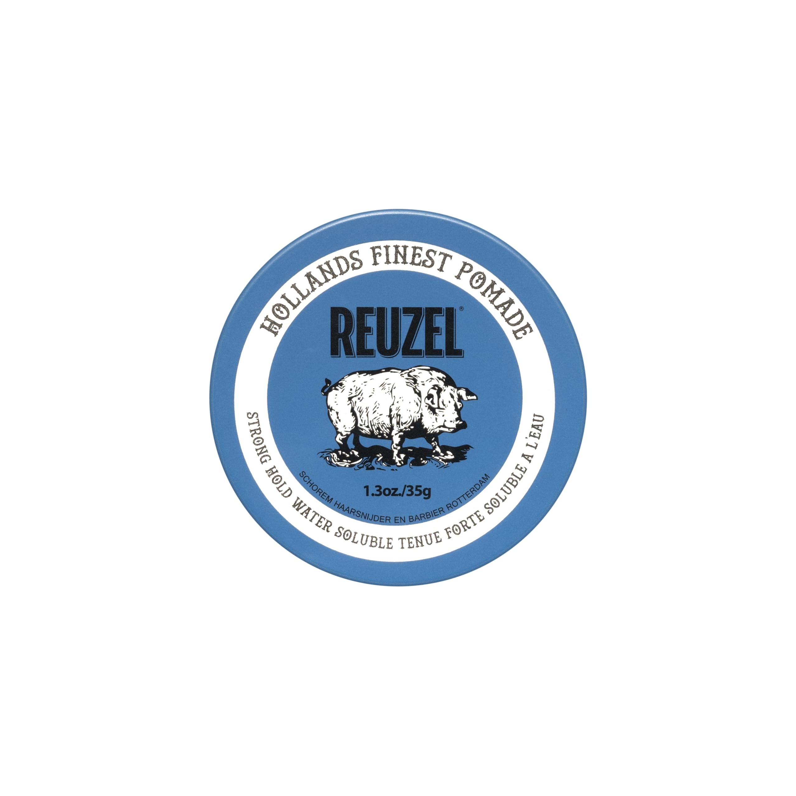 Reuzel Blue Pomade, Strong All Day Hold, Water Soluble Styling, High Shine and Flake Free, Easy To Wash Out, For All Hair Types, 1.3 oz