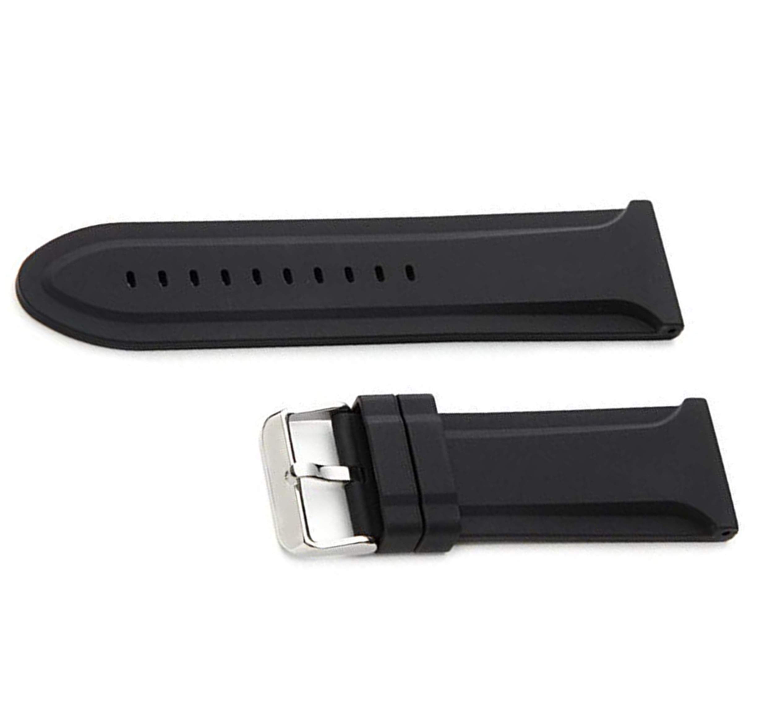 EWatchAccessories 28mm Black Silicone Rubber Watch Band Strap with Silver Stainless Steel Buckle Clasp Waterproof Quality (B08KYFQY7Q) Amazon Price History, Amazon Price Tracker