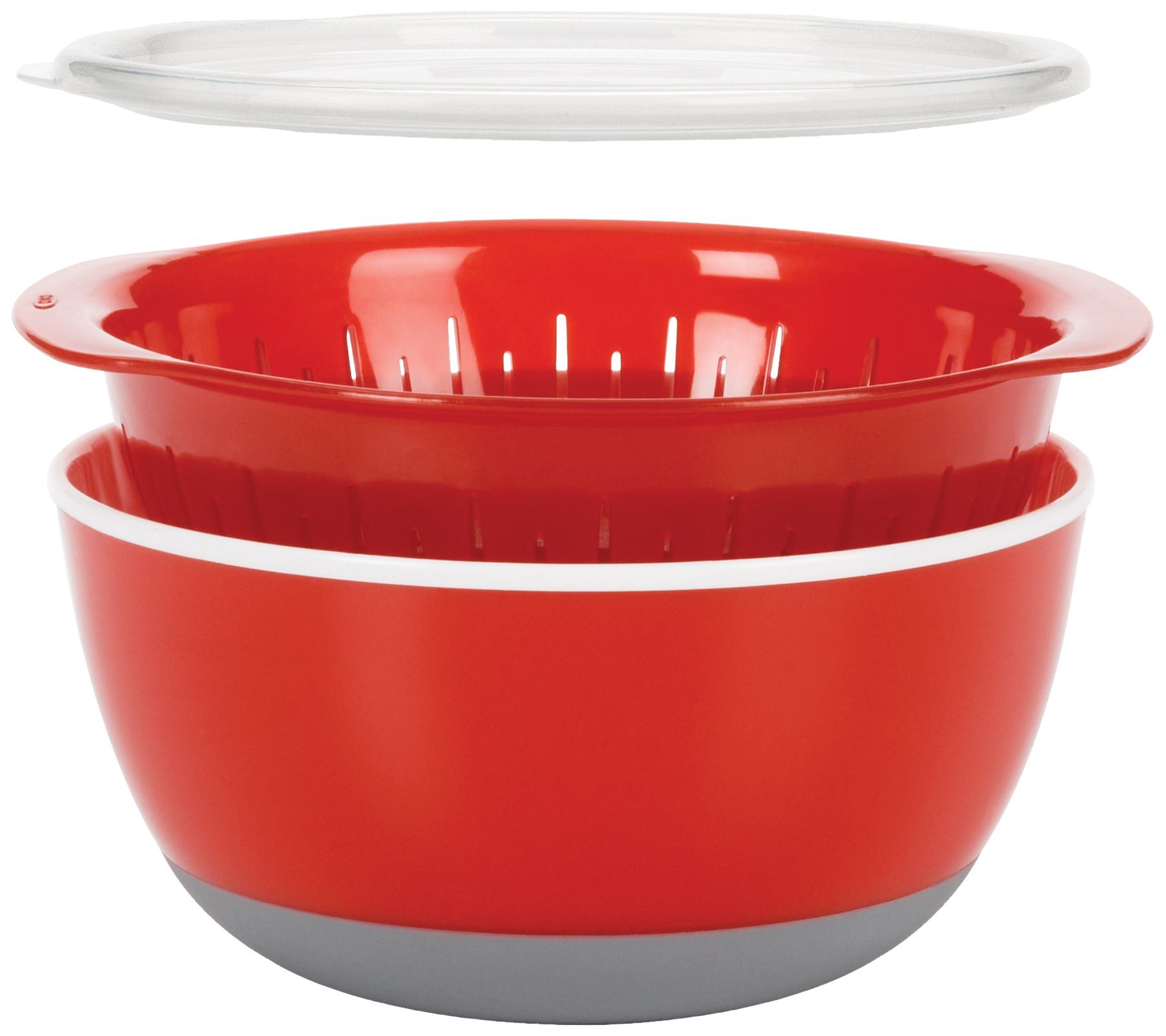 OXO Good Grips 3-Piece Berry Bowl Set, Red/Grey