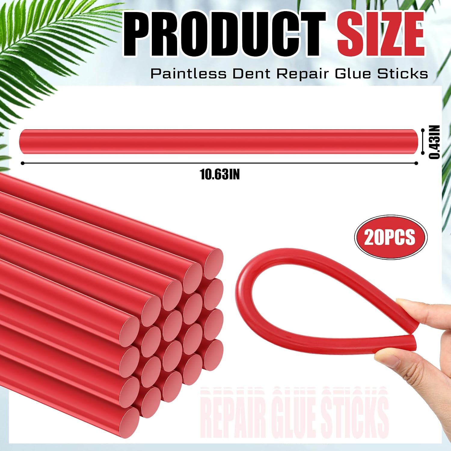 CroBlissful 20 Pcs Paintless Dent Repair Glue Sticks PDR Glue Hot Sticks Paintless Dent Repair Tool for Car Restoration Remover Tool Set (Red)