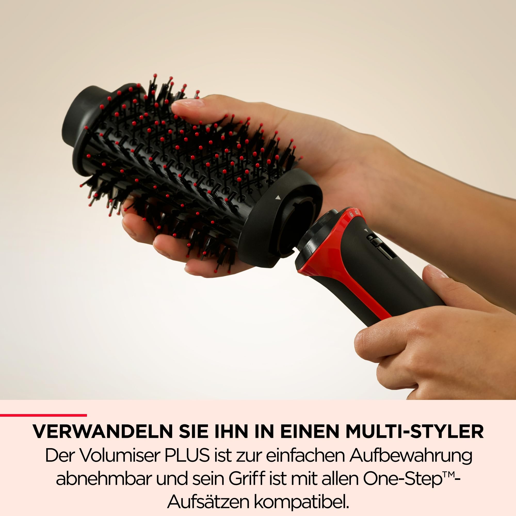 REVLON PROFESSIONAL One-Step Volumiser Plus (Abnehmbarer Kopf, Keramik-Titan-Platte, Gemischte Styling-Borsten mit Aktivkohle-Pins, Turmalin Ionic Technology), RVDR5298E