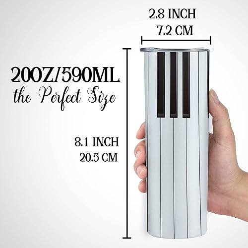 Miniatura 4 de Onebttl Regalos de piano para mujeres, hombres y amantes del piano, llave de piano negra, vaso aislado de acero inoxidable de 20 onzas  20.0 fl oz