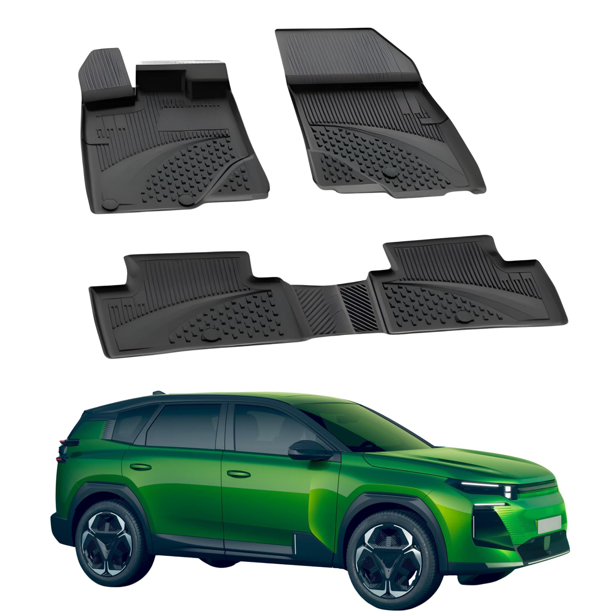 Sahler Dywaniki samochodowe kompatybilne z Citroen C5 Aircross 2025+ Electric/Plug-in-Hybrid | 4,5D Premium TPE gumowe maty antypoślizgowe, wodoodporne maty samochodowe, czarne